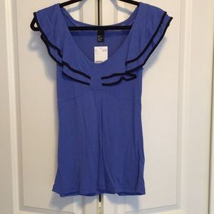H&M ruffle blue top